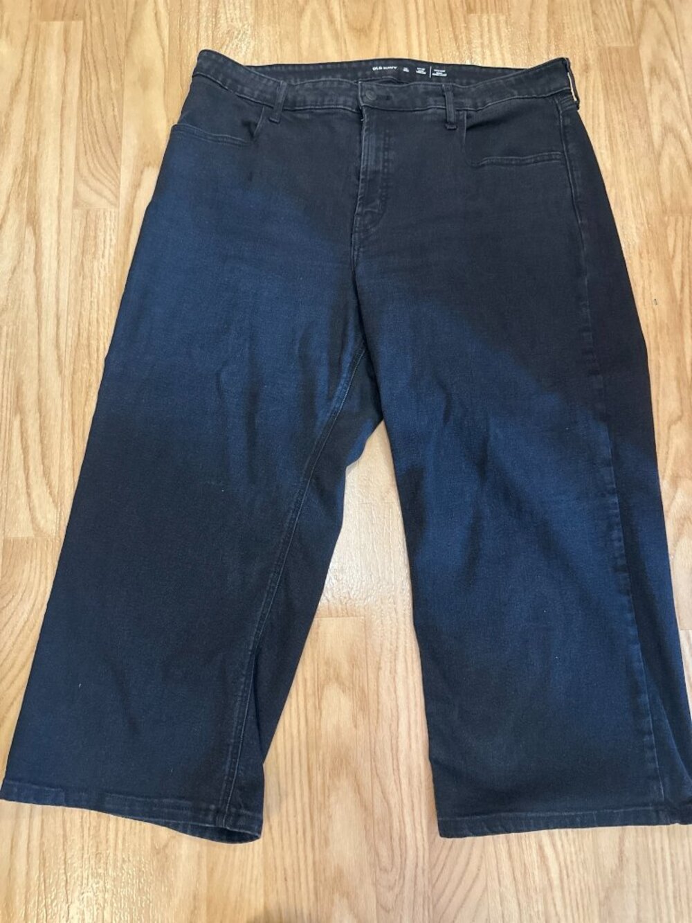 Old Navy High Rise Wow Wide Leg Jeans 18 Short Black Cropped Wide Leg Denim